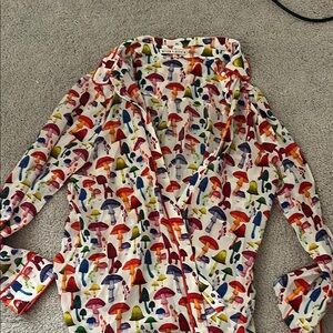 Alice + Olivia Red and Orange Casual Button Down Shirt